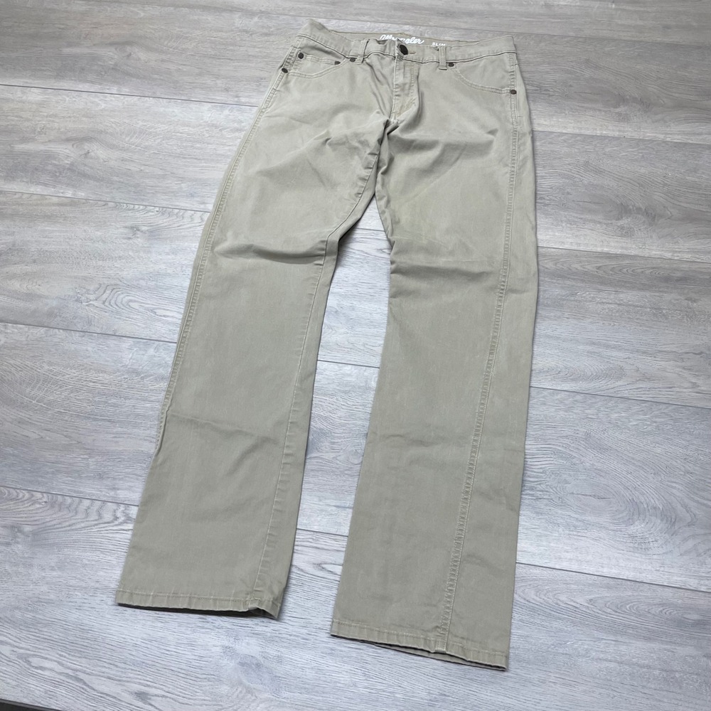Wrangler Retro Slim Straight Pants Mens 32x34 Khaki 88MWZFN Stretch